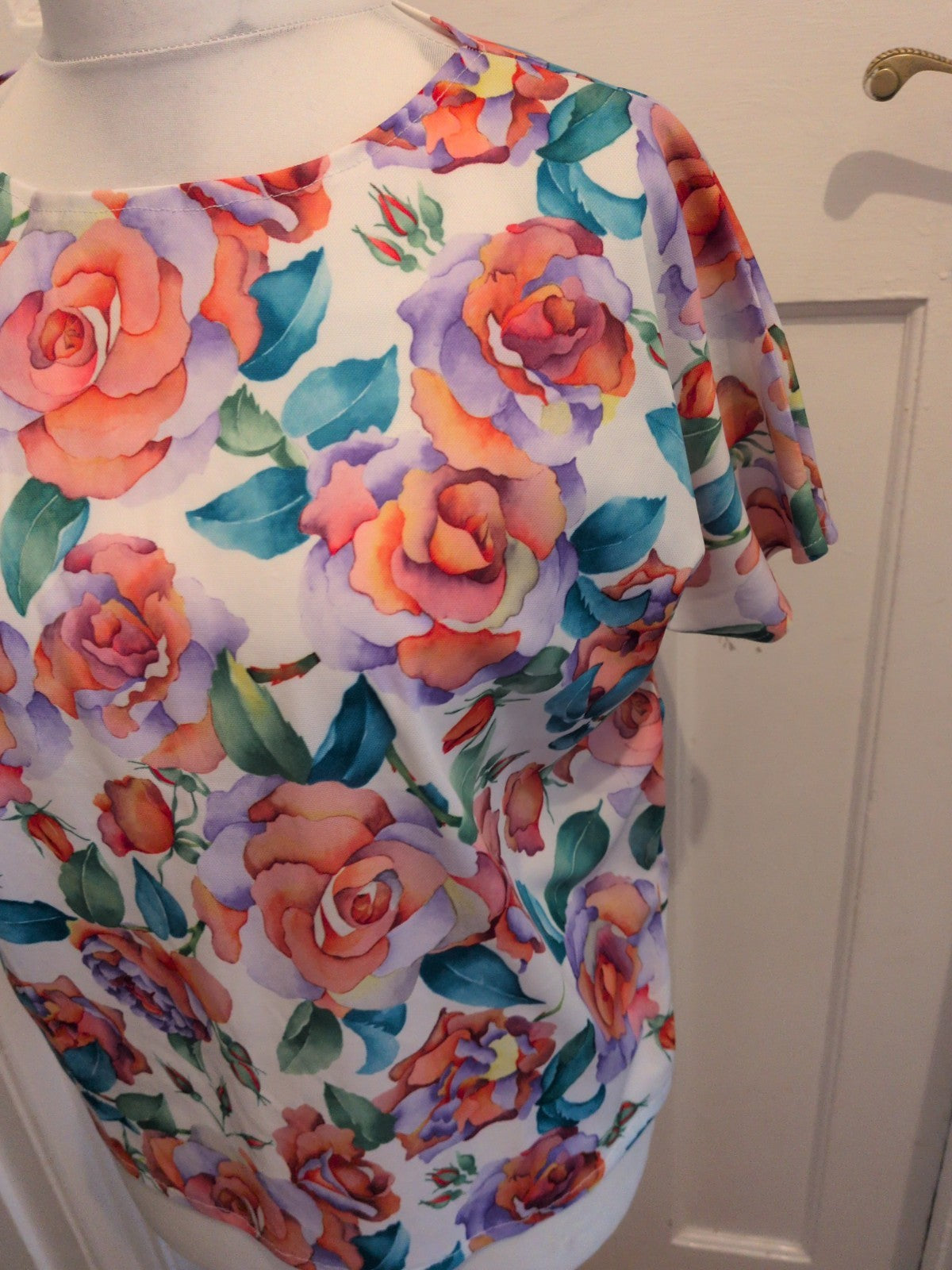 Simply The Best Large Multicoloured Floral Short Sleeve Blouse