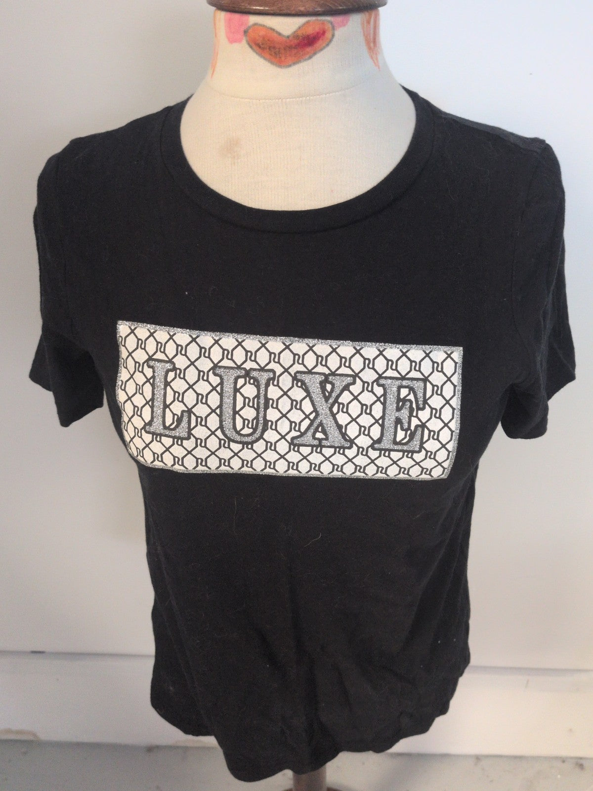 River Island 10 Black Print "Luxe" Short Sleeve T-shirt