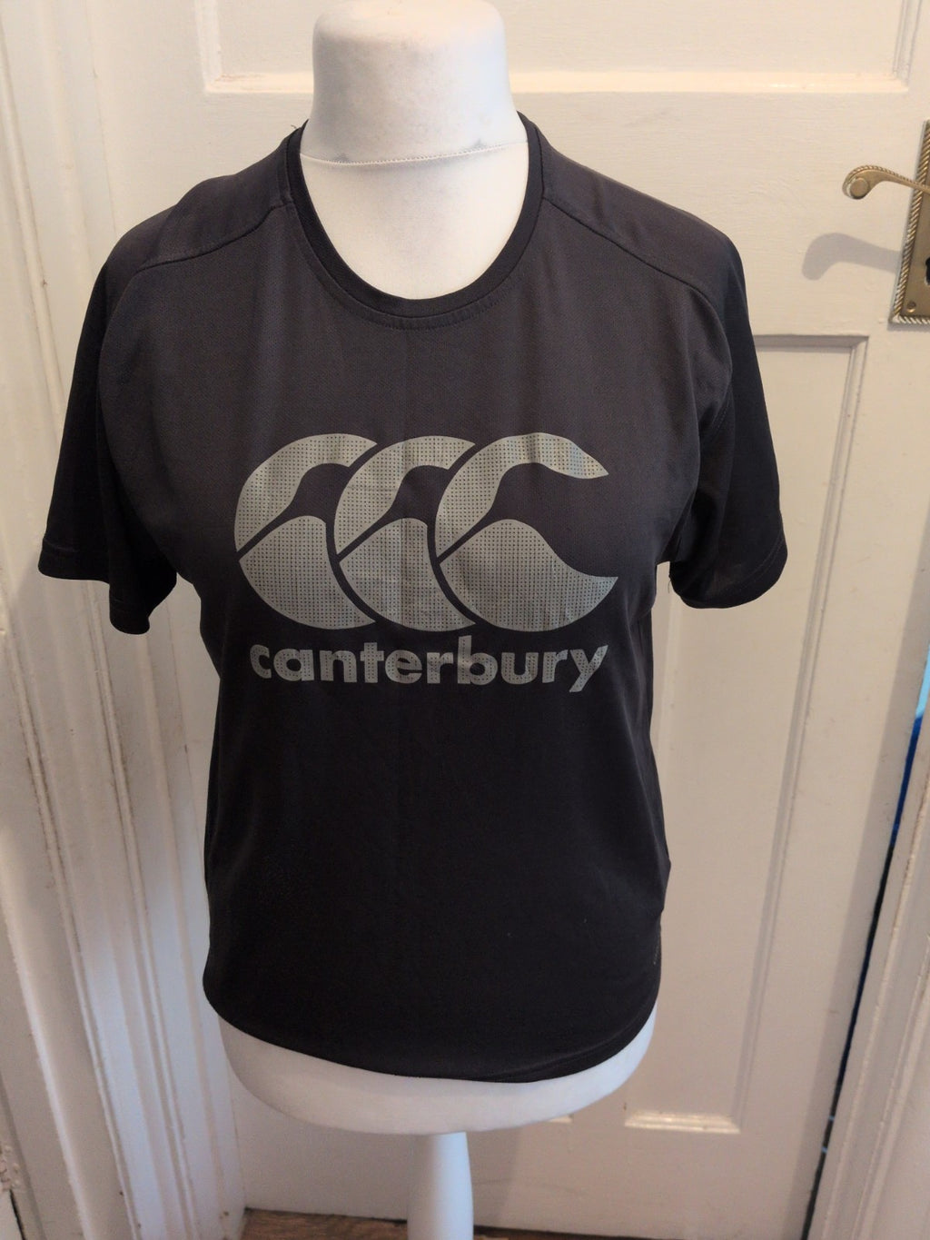Mens Canterbury Size Small Black Print Short Sleeve T-shirt