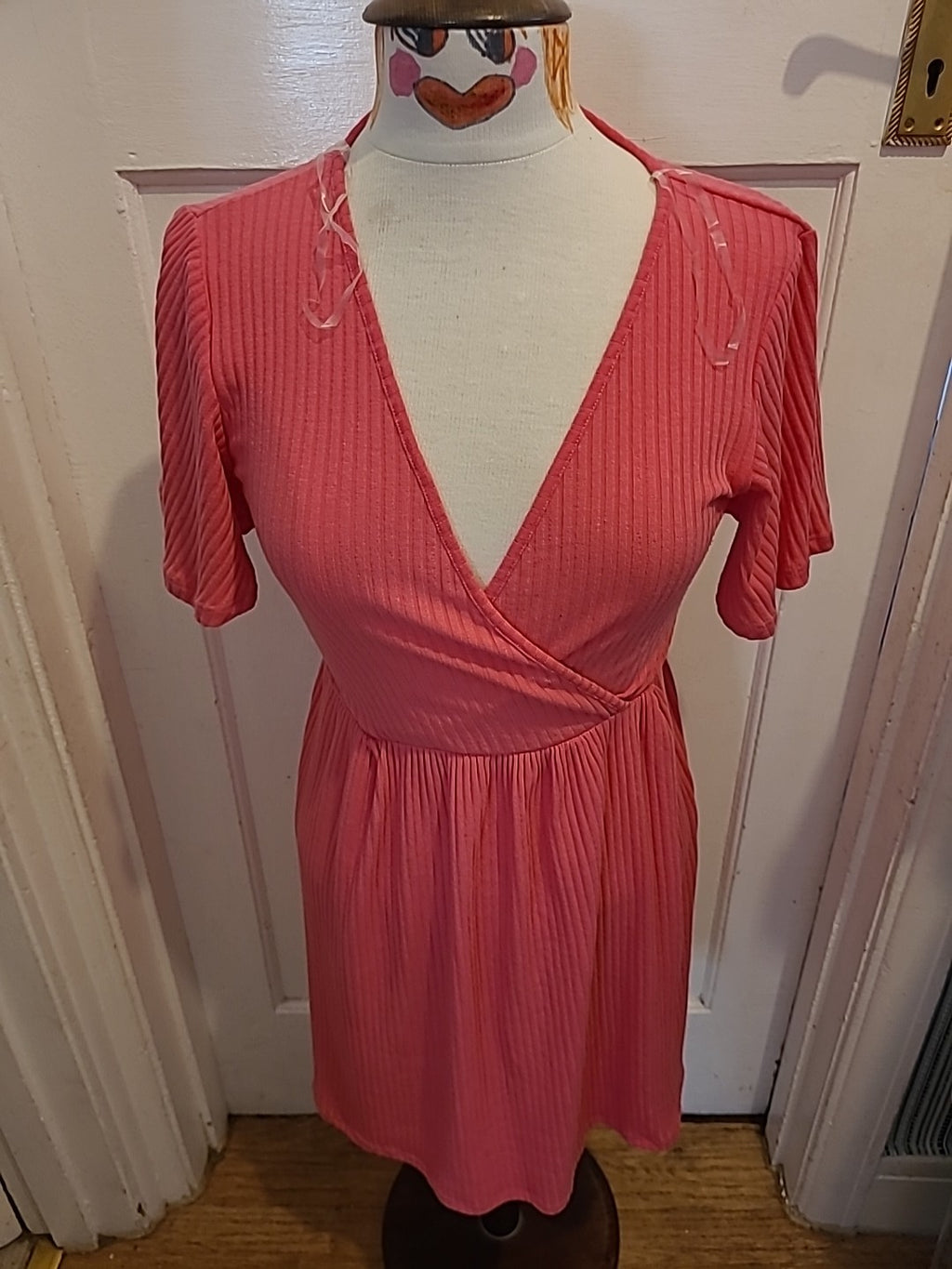 Ladies George Size 10 Pink Short Sleeved V Neck Dress