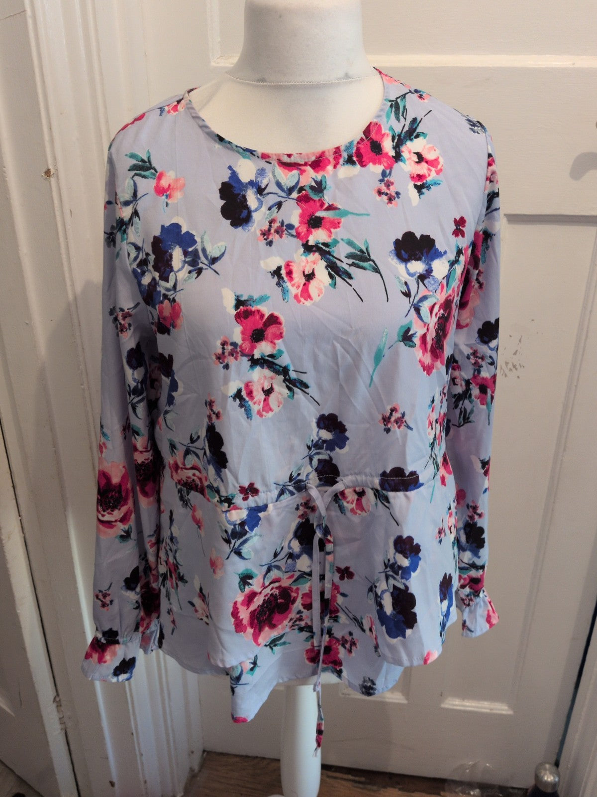 Pep&Co 16 Pale Blue Floral Long Sleeve Blouse