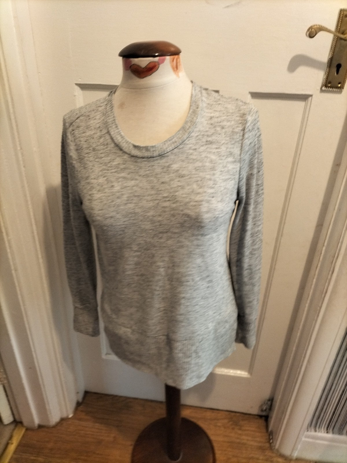 Ladies George Size Small Grey Long Sleeved Lightweight Jumper(Bobbling)