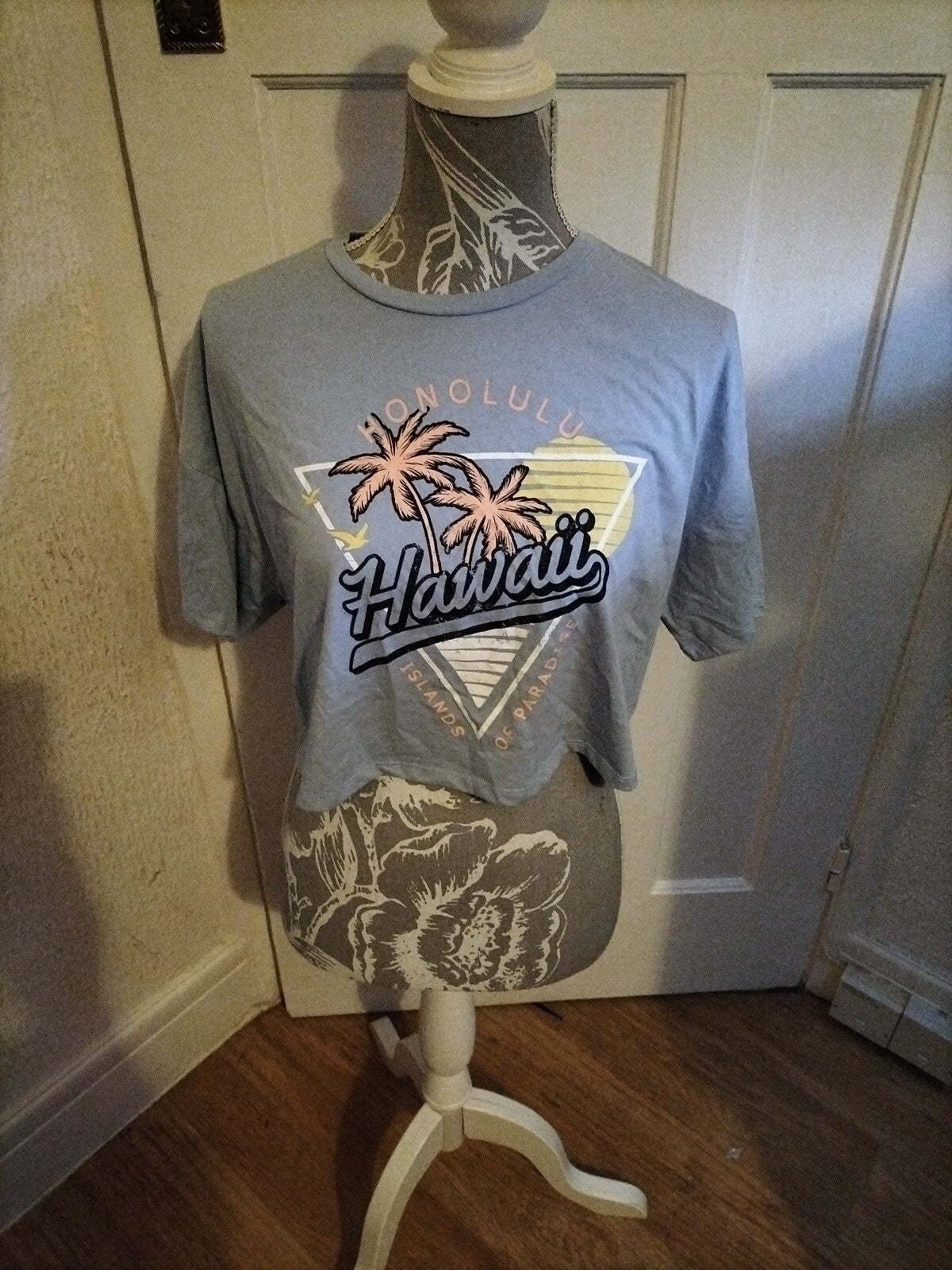 Ladies Primark Medium Blue Honolulu Cropped Top