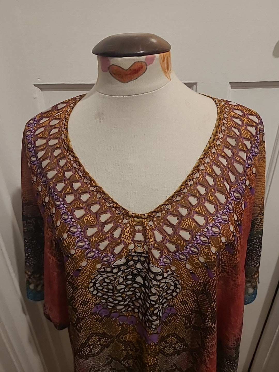 Ladies Size Large Peacock Design Oversized Overshirt