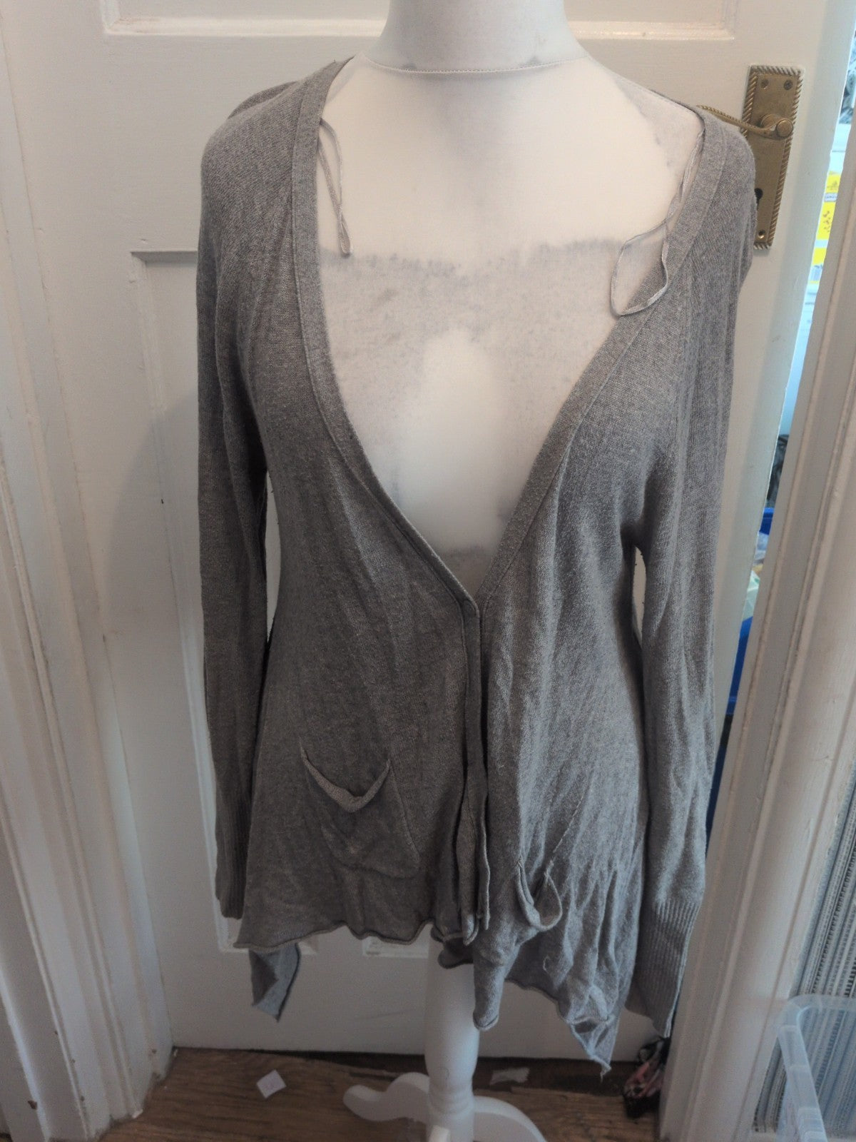 George 12 Grey Long Sleeve V Neck Cardigan