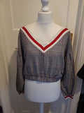 Ladies Forever21 Size Large Check V Neck Top