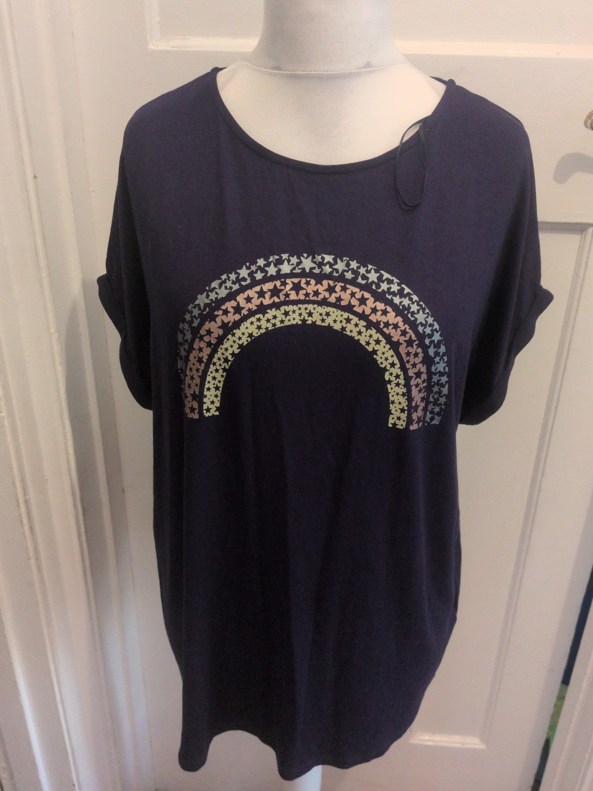 Tu Woman 20 Navy With Rainbow Image Short Sleeve T-shirt