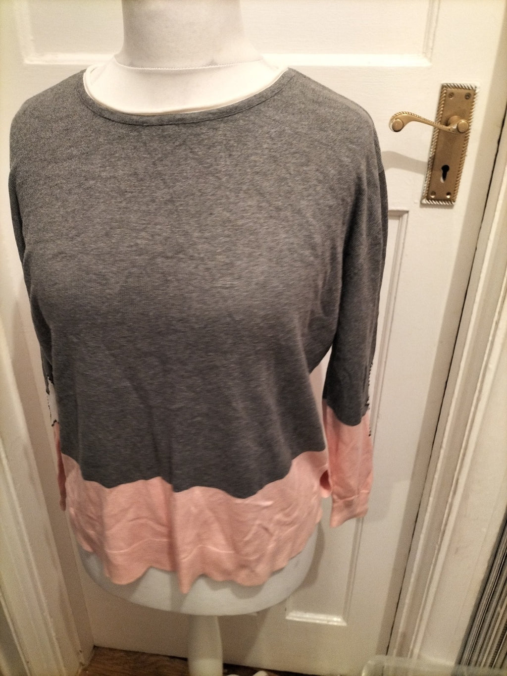 Ladies Principles Size 10 Grey And Pink Pullover Jumper