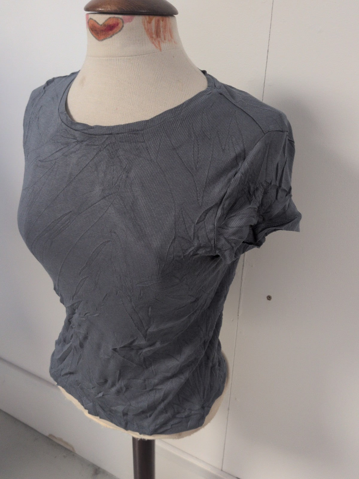Ladies Zara Small Navy Short Sleeve Brush Rib Short Sleeve T-shirt