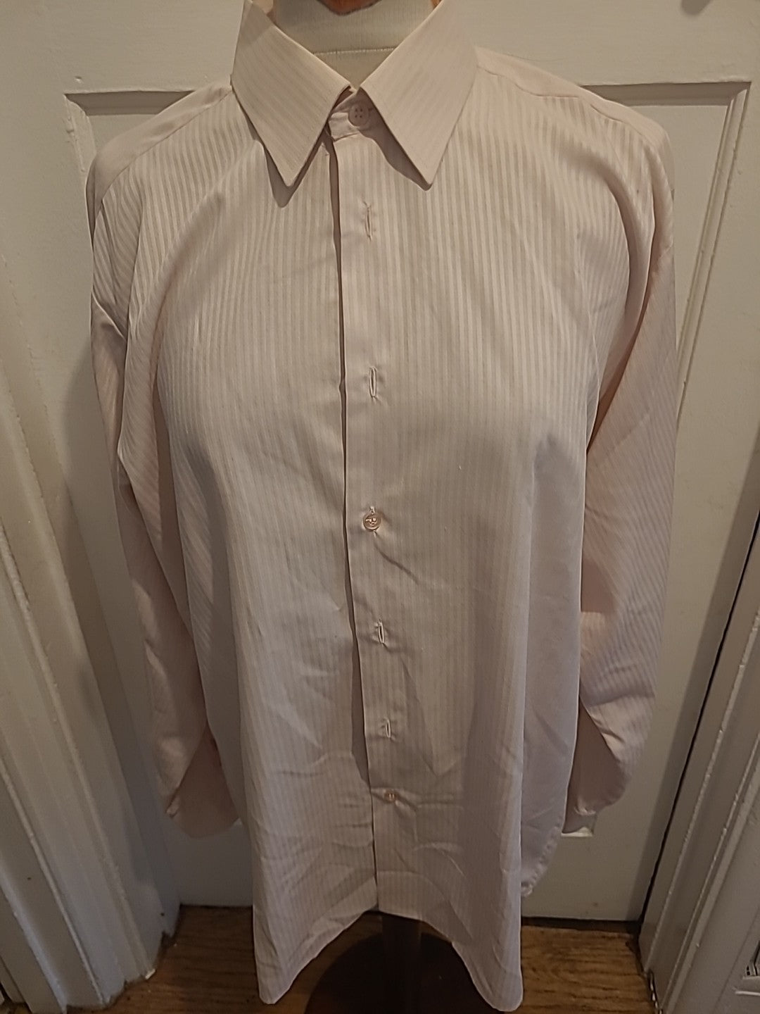 Mens Peter England 16.5" Pale Pink Striped Long Sleeve Shirt