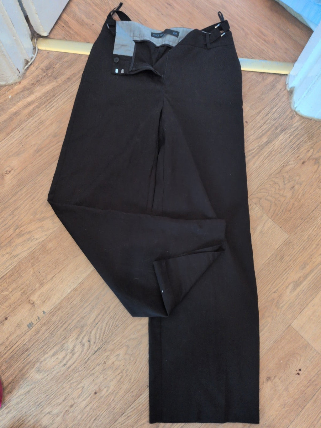 Next 10R Black Wide Leg Straight Smart Trousers