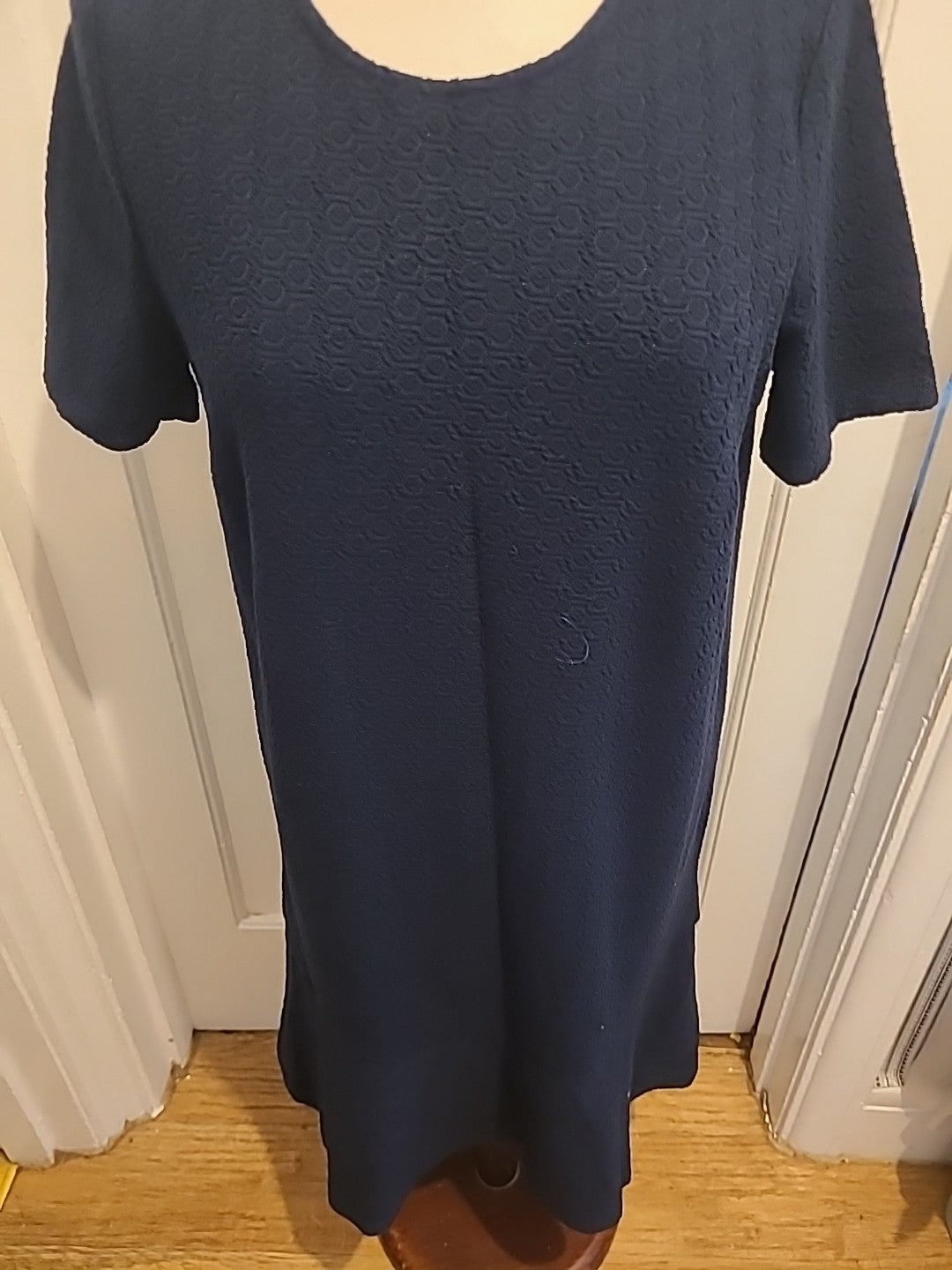Ladiss Tu Size 14 Navy Patterned Short Sleeved Round Neck Dress