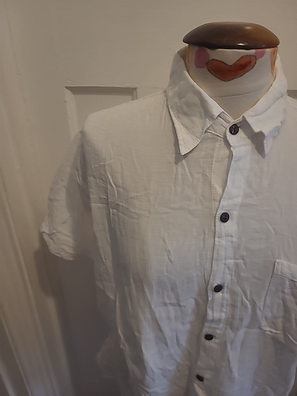 Ladies Chawan Lak Size XL White Short Sleeved Buttoned Blouse