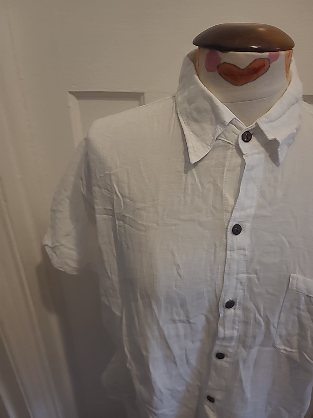 Ladies Chawan Lak Size XL White Short Sleeved Buttoned Blouse