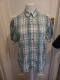 Mens Outdoor Essentials Size L Blue Check Pattern Short Sleeved Shirt