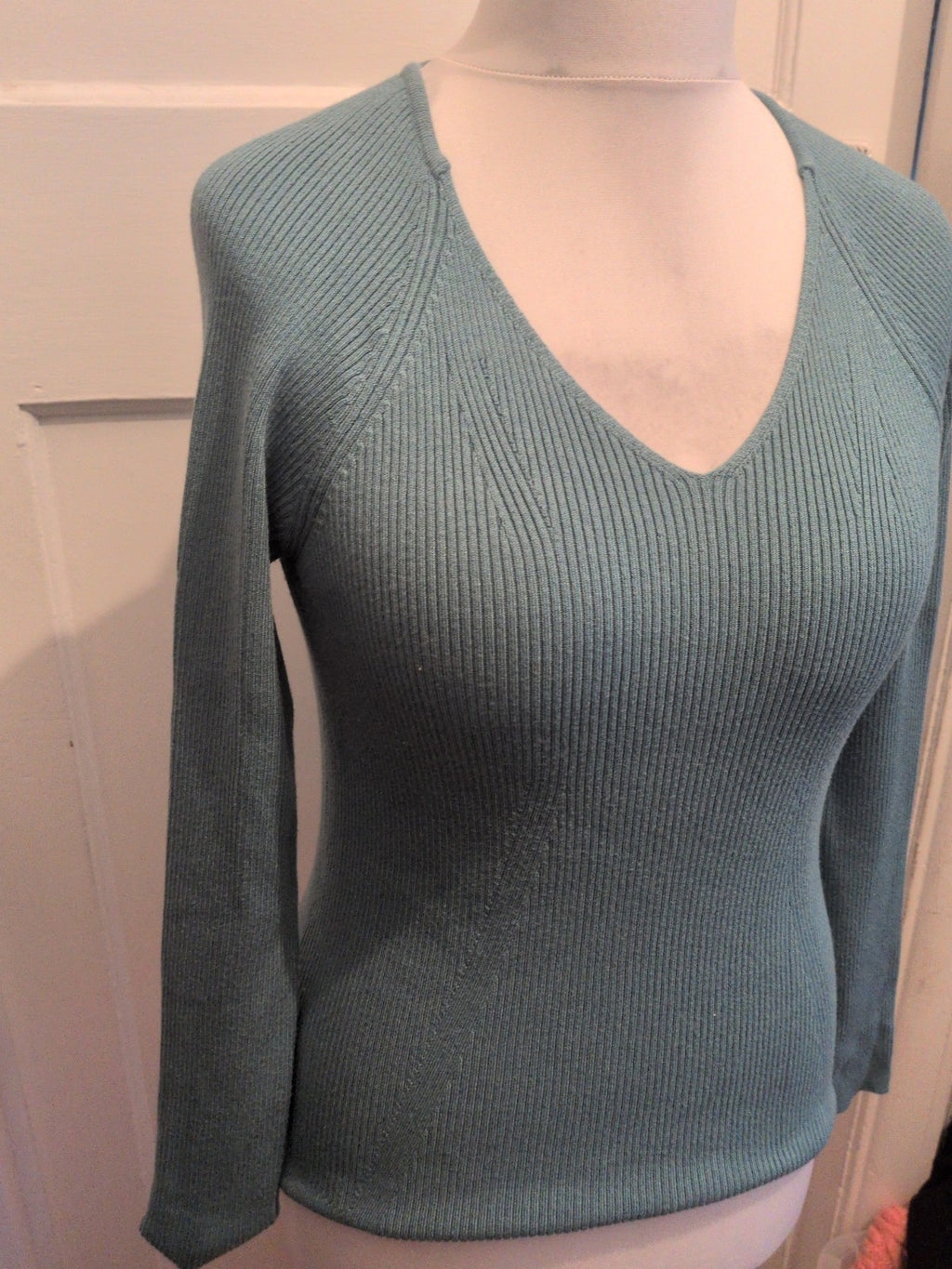 Primark Large Turquoise Fitted V Neck Top