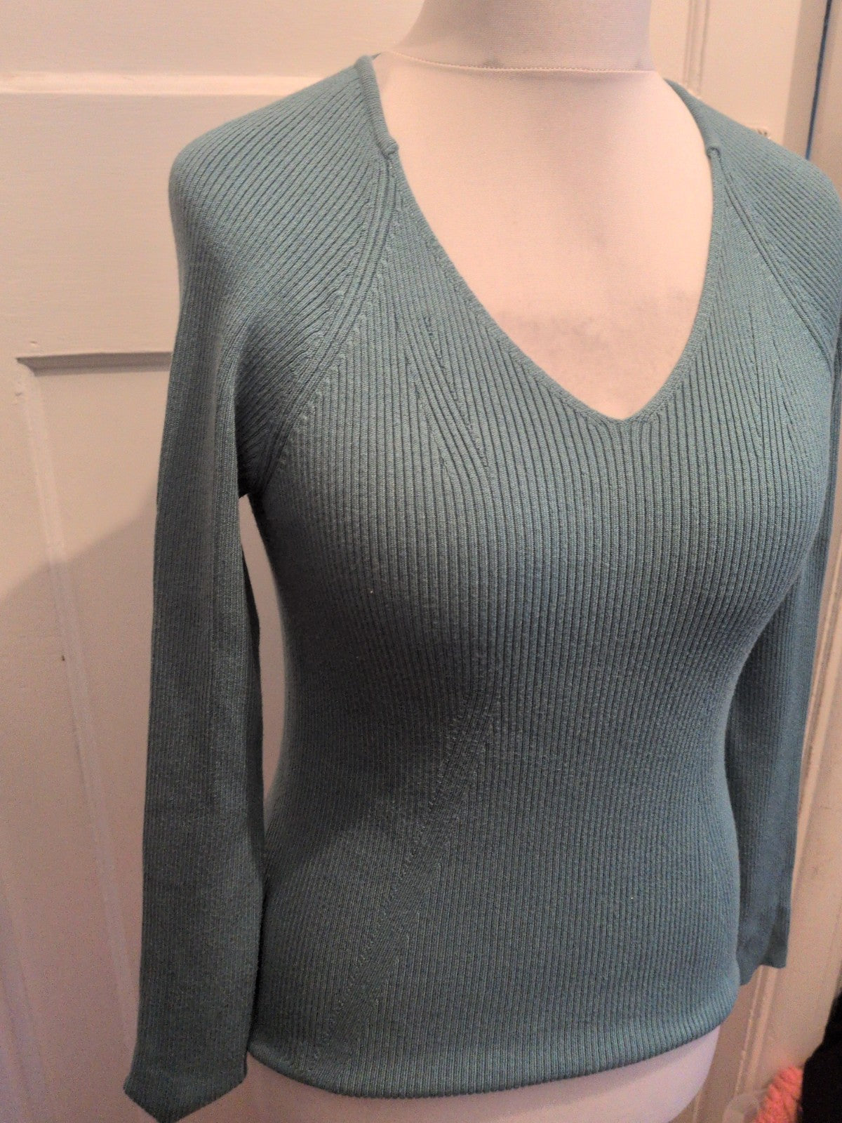 Primark Large Turquoise Fitted V Neck Top