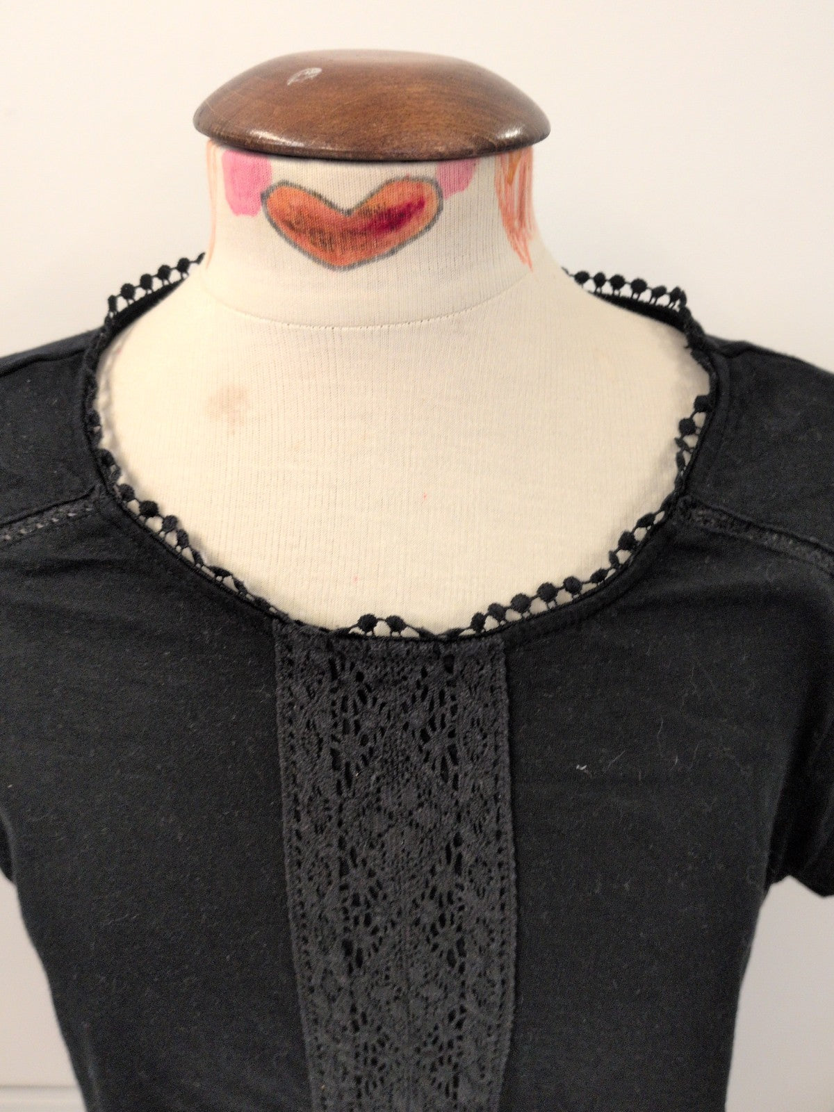Next 20 Black Short Sleeved Lace Panel Blouse