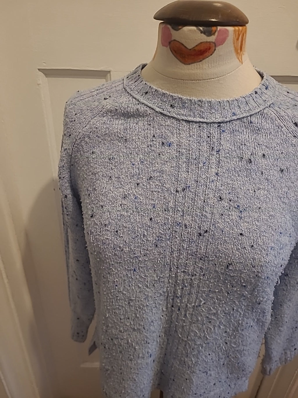 Ladies Marks And Spencer Size Small Blue With Black Flecks Long Sleeved Pullover