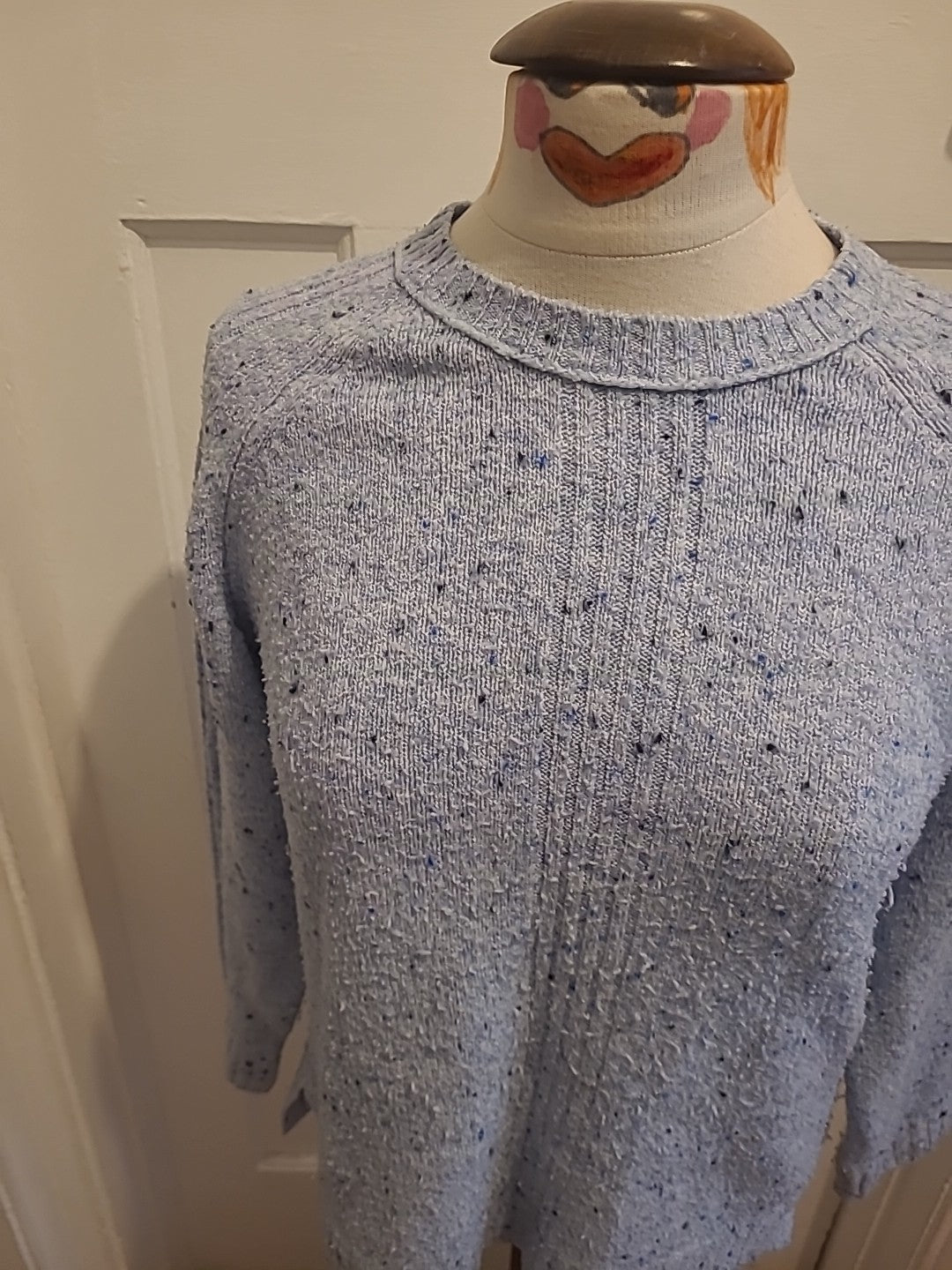 Ladies Marks And Spencer Size Small Blue With Black Flecks Long Sleeved Pullover