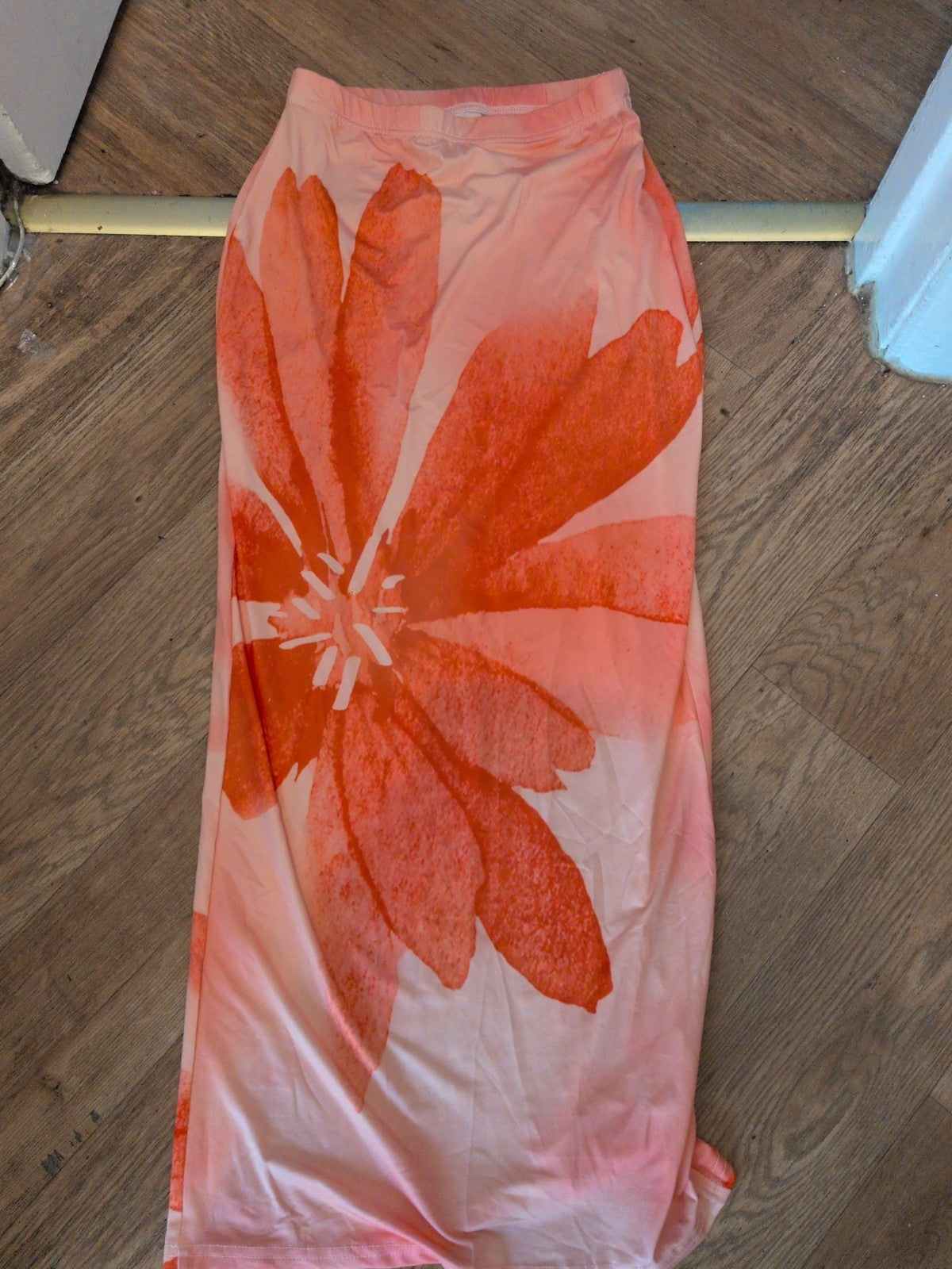 Shein Medium Orange Coral Elasticated Long Length Skirt