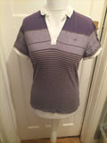 Mens Next Size Small Purple And White Striped Short Sleeved Polo
