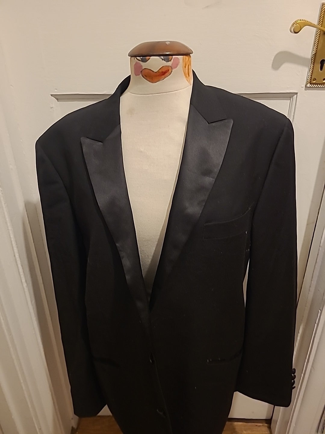 Mens George Size 42R Black Padded Blue Lined Blazer