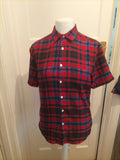 Mens Asos Size Medium Navy And Red Check Short Sleeved Shirt