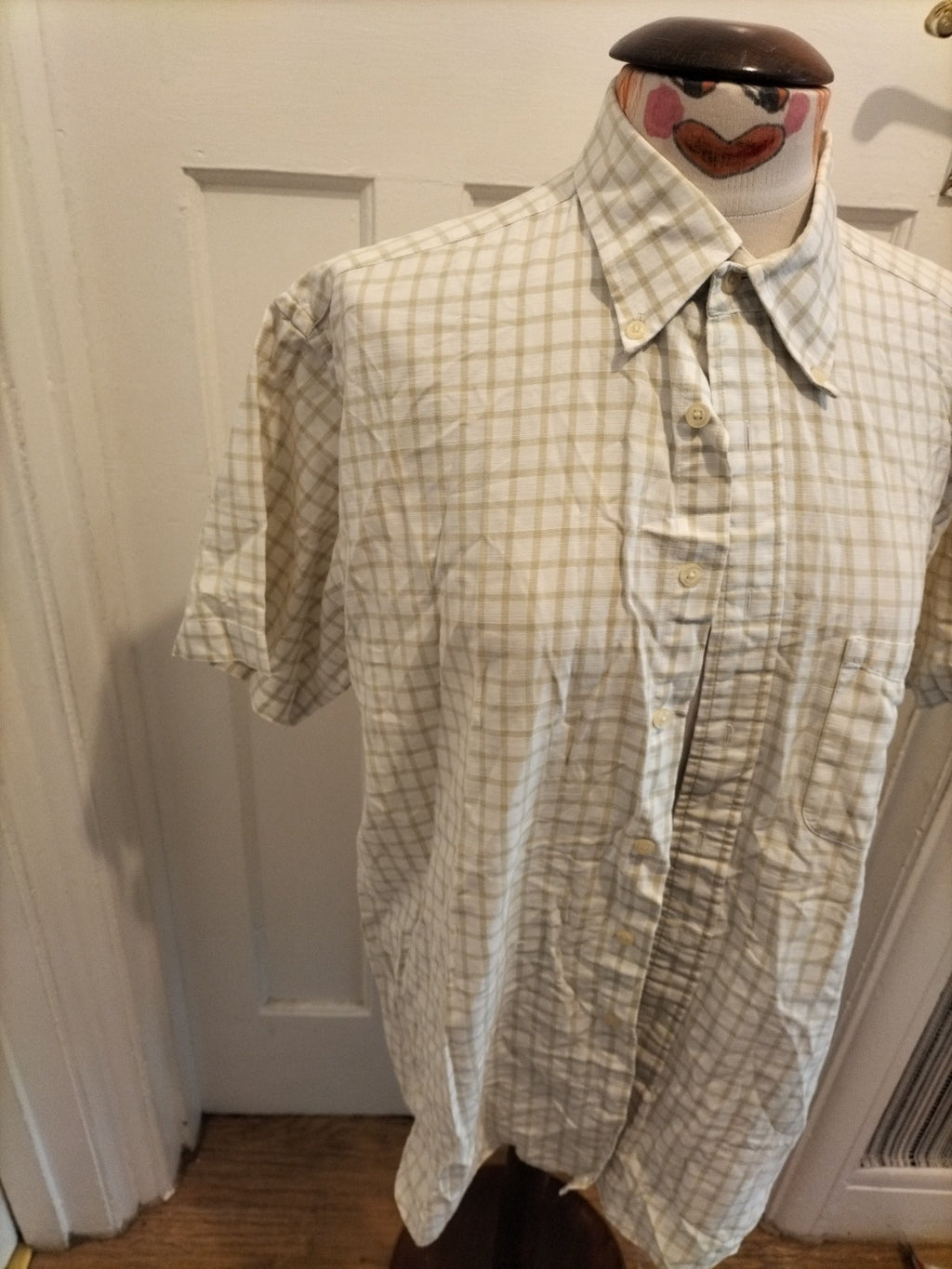Mens Racing Green Size Large Pale Green White Short Sleeved Shirt