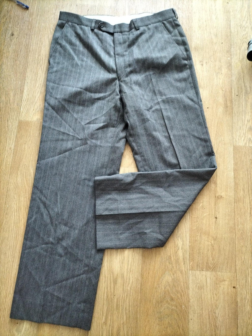 Mens Marks And Spencer St Michael 34/29 Brown Pinstriped Trousers