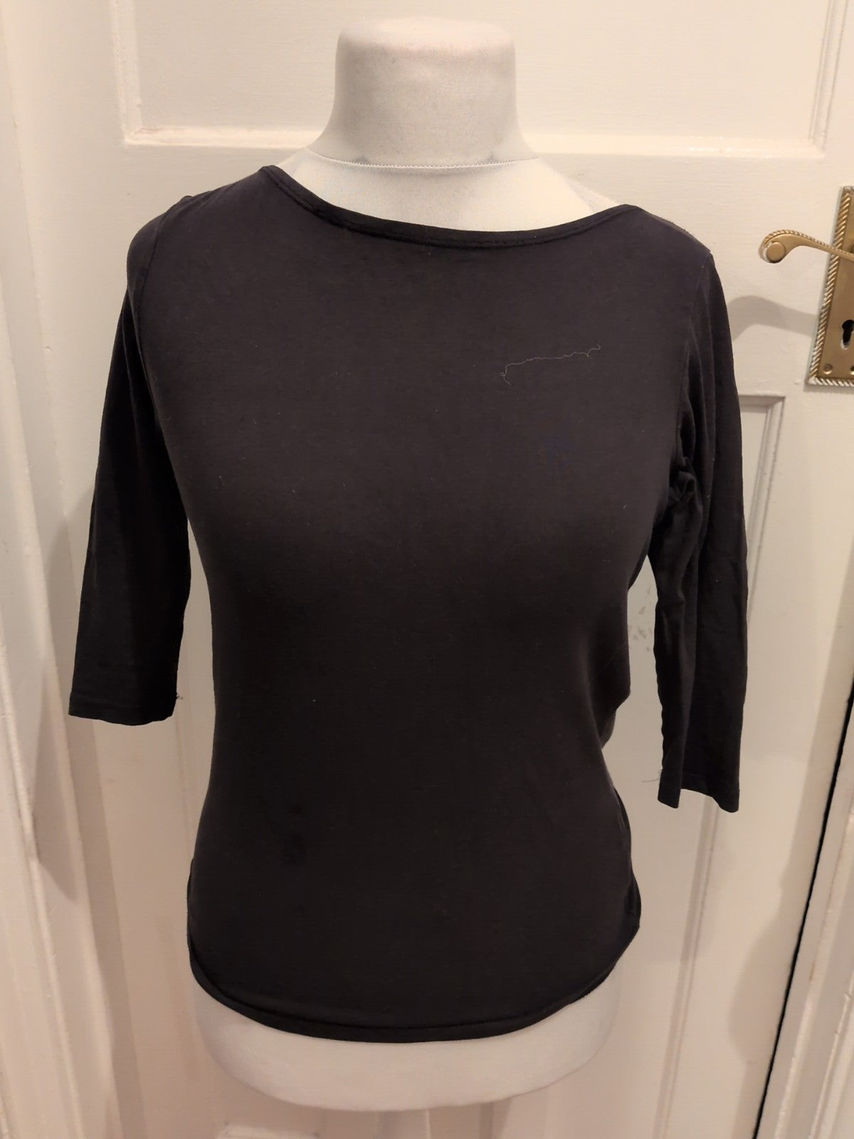 Primark 12 Black Slash Neck Long Sleeve T-shirt