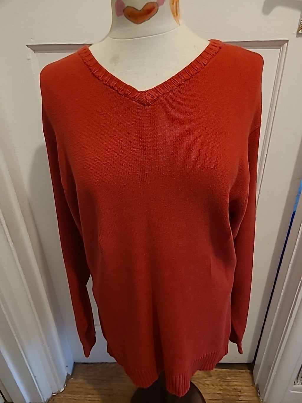 Mens Tommy Hilfiger Size Large Red Long Sleeved Jumper