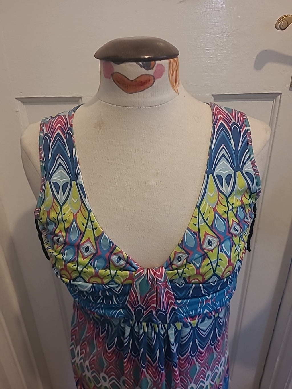 Ladies Forca Portugal Size Medium Multicoloured Sleeveless Low Cut Dress