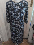 Primark 10 Blue And Black With White Half Sleeve Long Length Dress