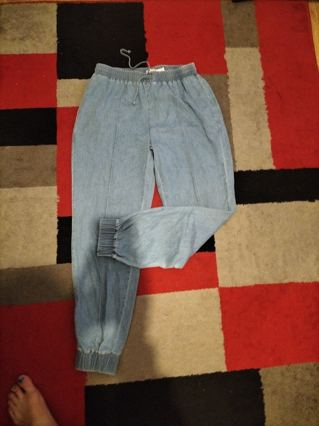 Ladies Na-kd Size EU 38 Elasticated Denim Trousers
