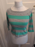 Ladies Next 8 Green And Grey Striped Top