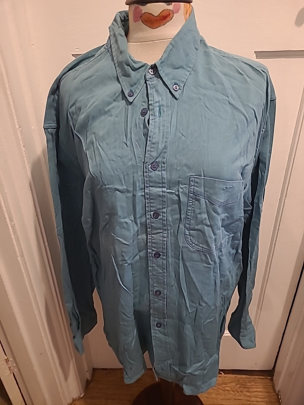 Mens Mackays Size XL Turquoise Long Sleeved Shirt