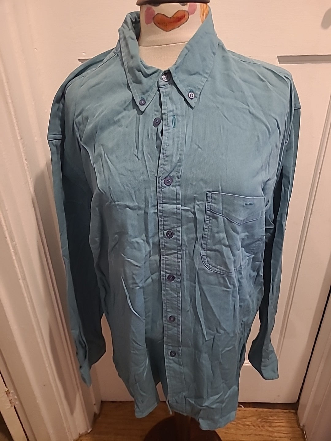 Mens Mackays Size XL Turquoise Long Sleeved Shirt