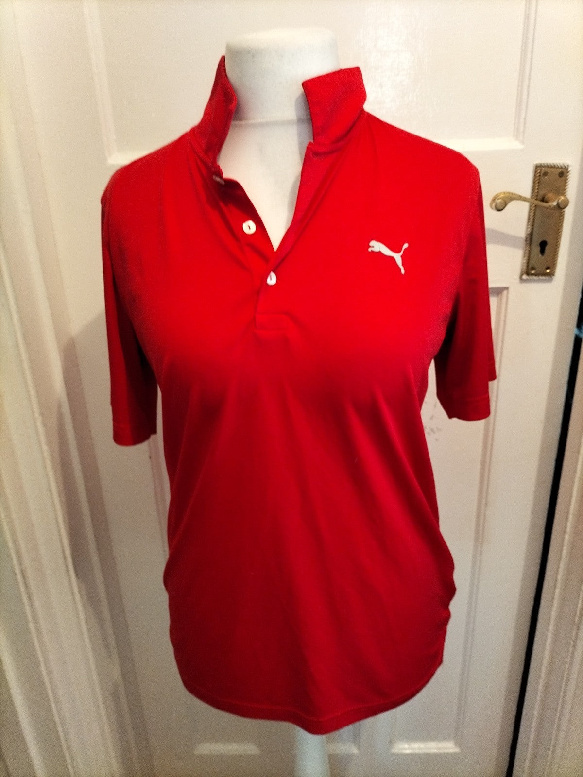 Mens Puma Size Medium Red Short Sleeved Polo