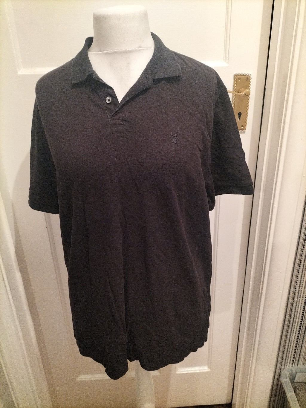 Mens Next Size XL Black Slim Fit Short Sleeved Polo