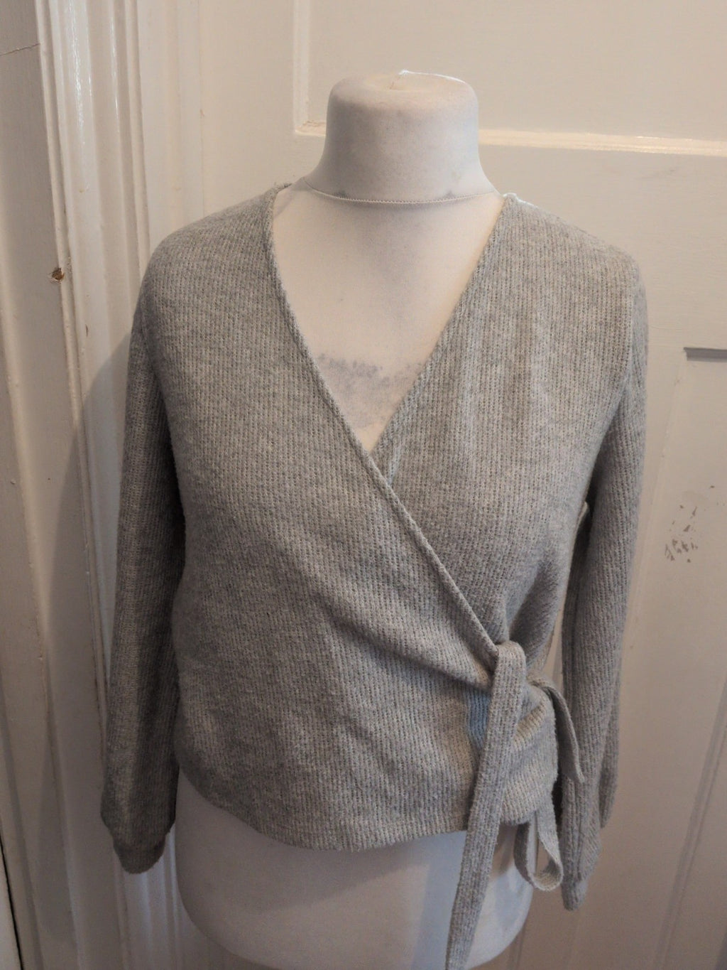 Ladies Vero Moda Medium Grey Long Sleeve Front Tie Jumper