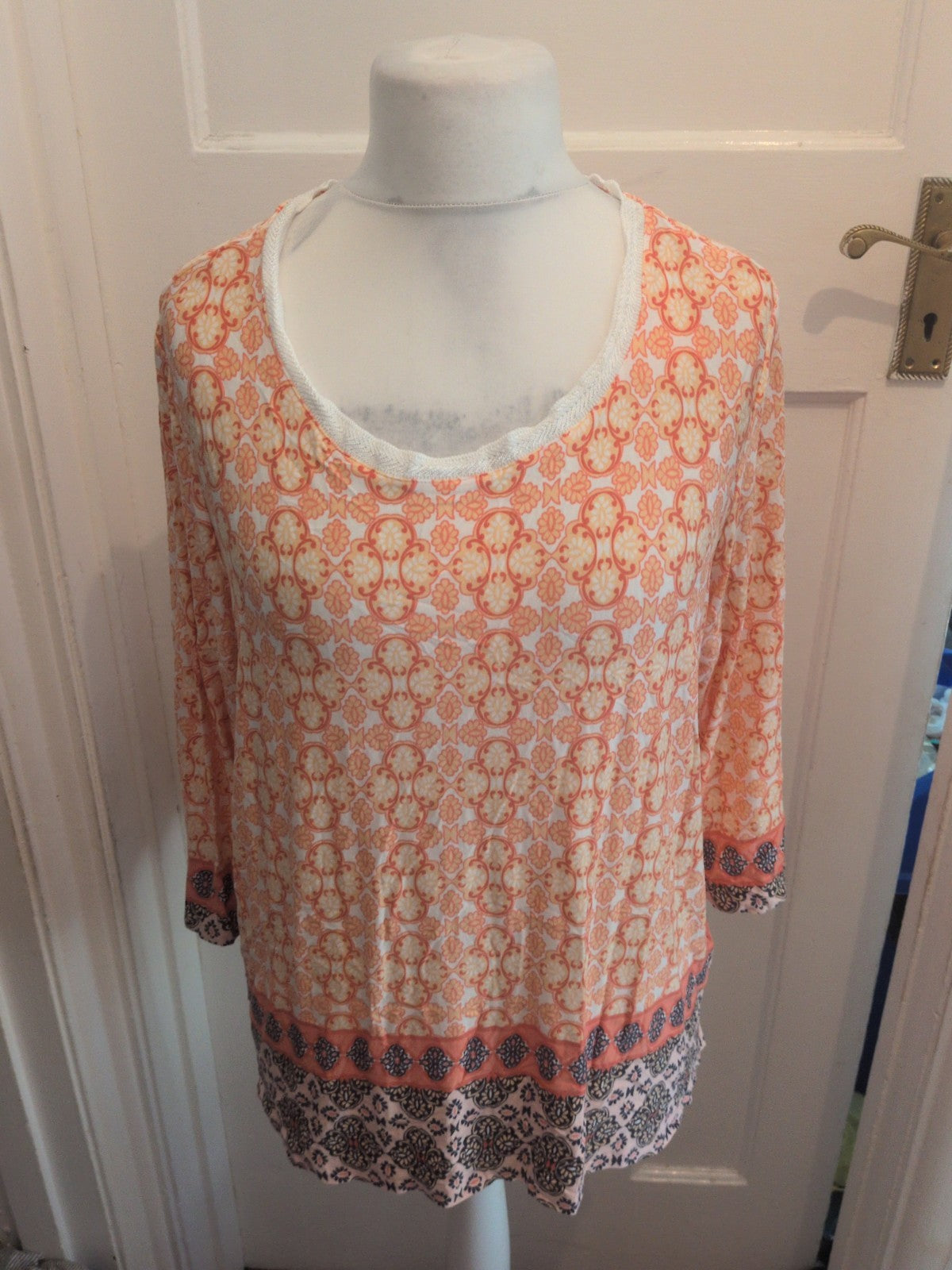 Marks And Spencer 22 Coral Mix Long Sleeve Blouse
