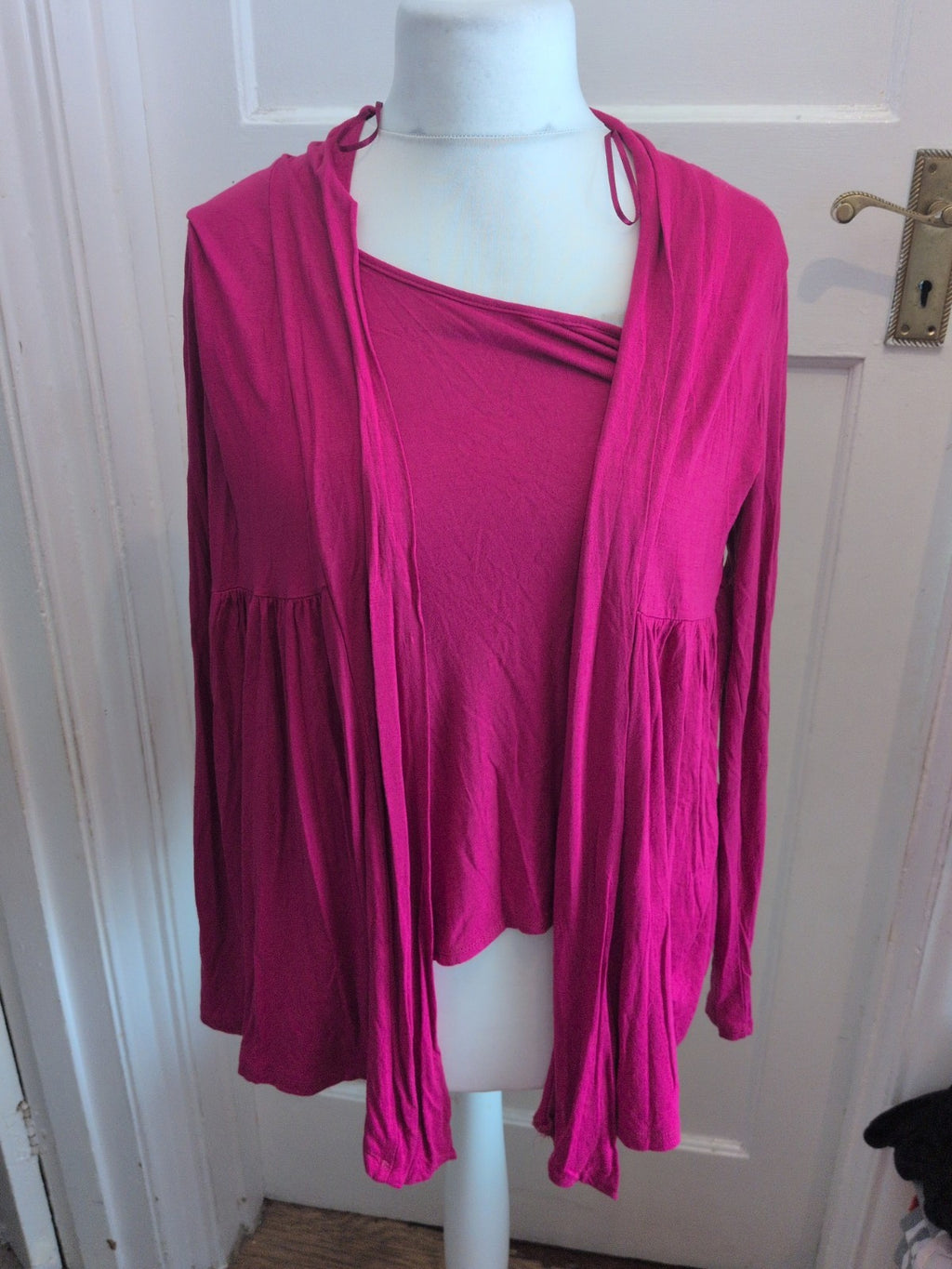 BHS 14 Dark Pink Long Sleeve Blouse