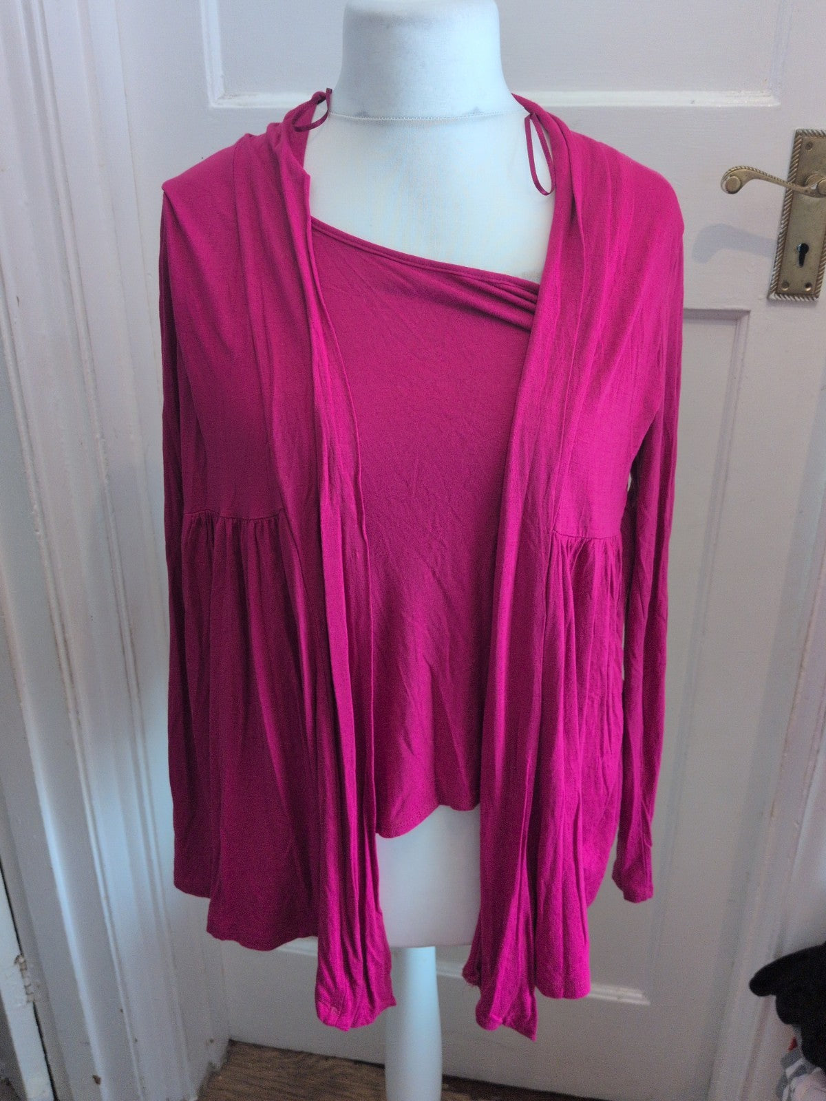 BHS 14 Dark Pink Long Sleeve Blouse