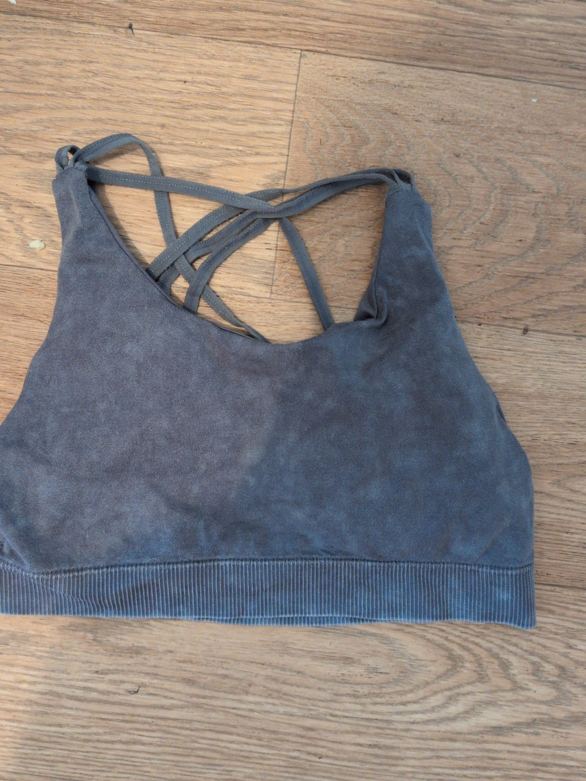Workout Medium Grey Strappy Sports Bra Slight Padding
