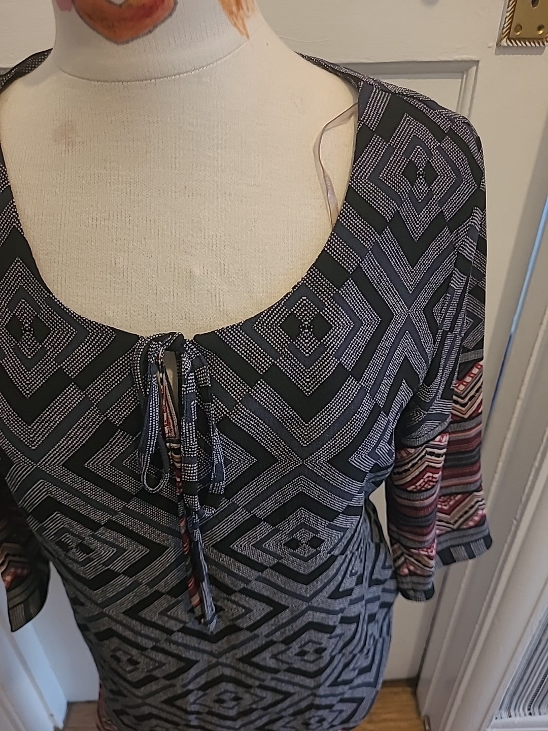 Ladies Stella Morgan Size 12 Grey Black Detailed Dress