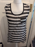Primark 12 Black White Striped Sleeveless Hemtee