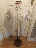 Mens Farah Size Small Beige Check Short Sleeved Shirt