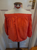 Ladies Peacocks Size 14 Orange Elasticated Hem Blouse