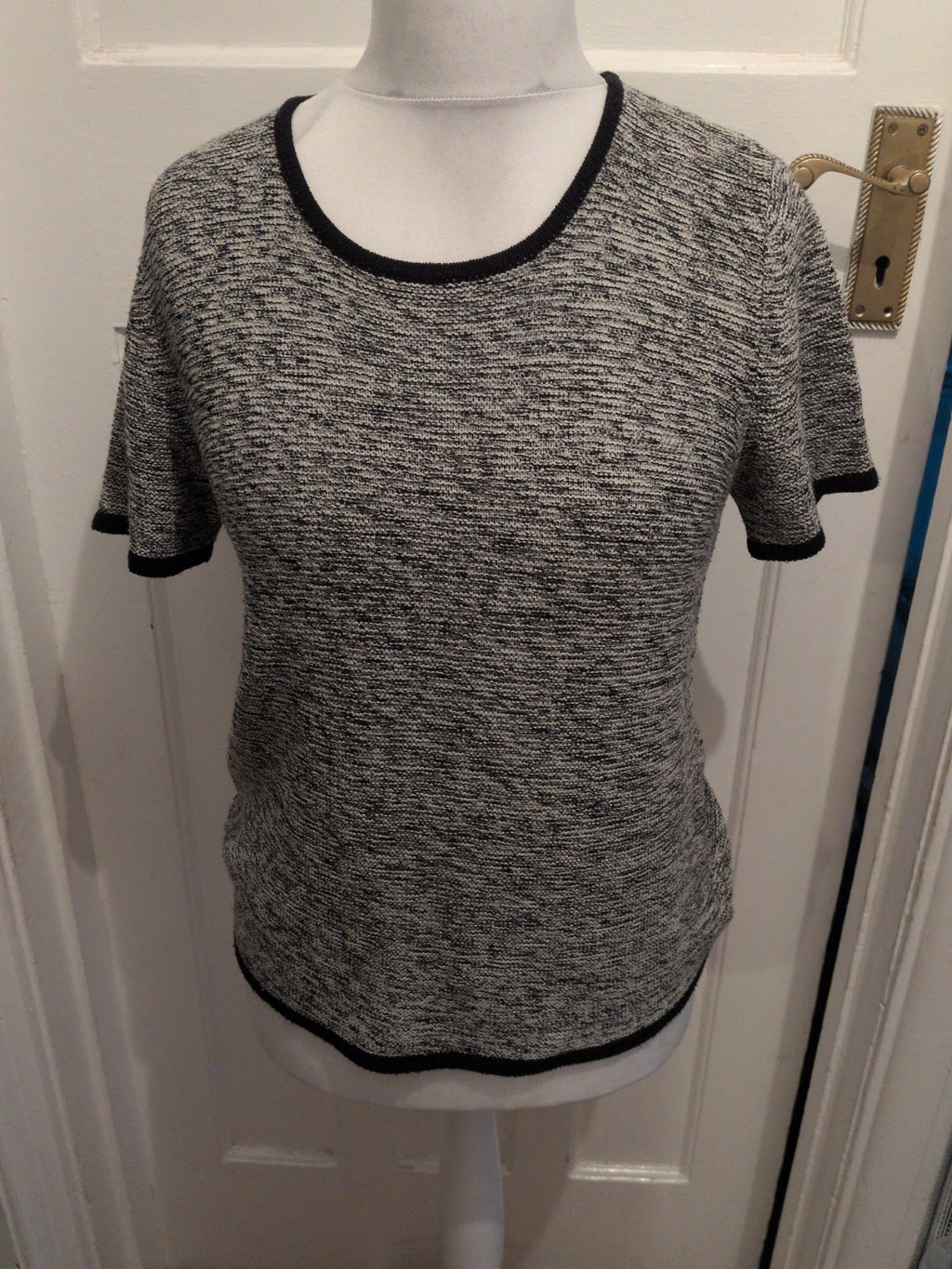 Alexon 12-14 Grey Flecked Short Sleeve Blouse/T-shirt